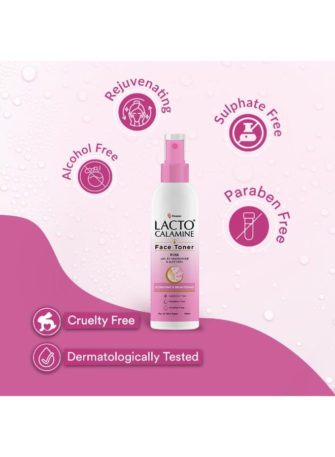 Lacto Calamine Rose Water Toner For Glowing Skin | 120ml | Gulab Jal Face Toner | Rosewater with Aloe Vera & 2% Niacinamide | Cleanses, Hydrates & Moisturises Skin | No Sulphate, Alcohol, & Parabens - Image 2